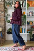 Bibi Gingham Frill Neck Shirt Burgundy